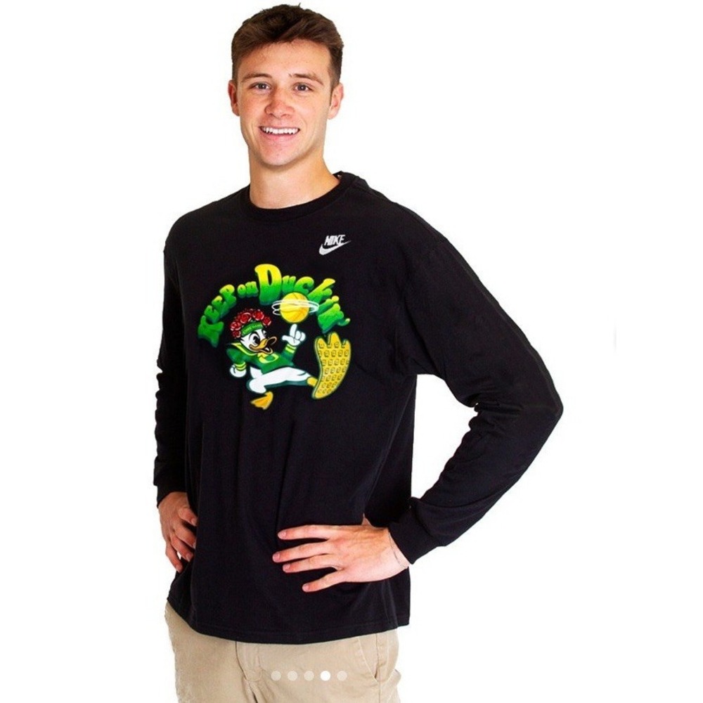 NWT Nike Oregon Ducks Black Long Sleeve Shirt‎ "Keep On Duckin" Basketball Men L